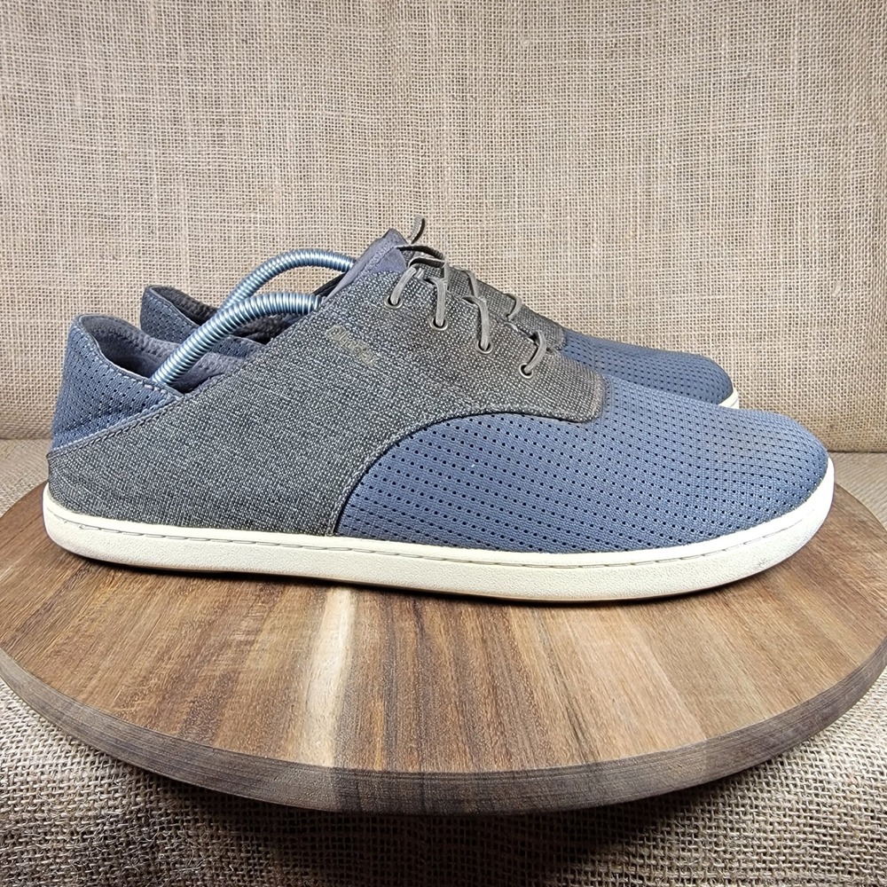 Olukai Nohea Moku Sneakers Slip On Gray Mesh Casual Boat Shoes Men's Size 11.5